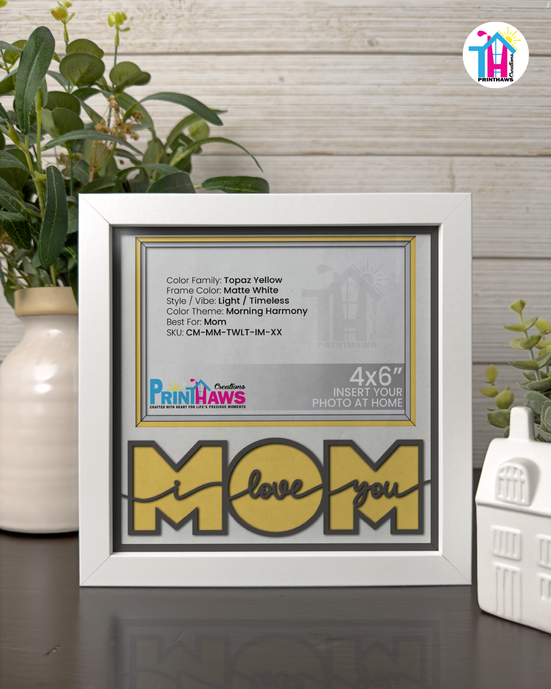 I Love You Mom - Crafted Memoirs Photo Frame By Printhaws Creations, Matte White Frame, In A Refined Range Of Colors, 8x8 Frame Holds (4R) Photo - For Mom
