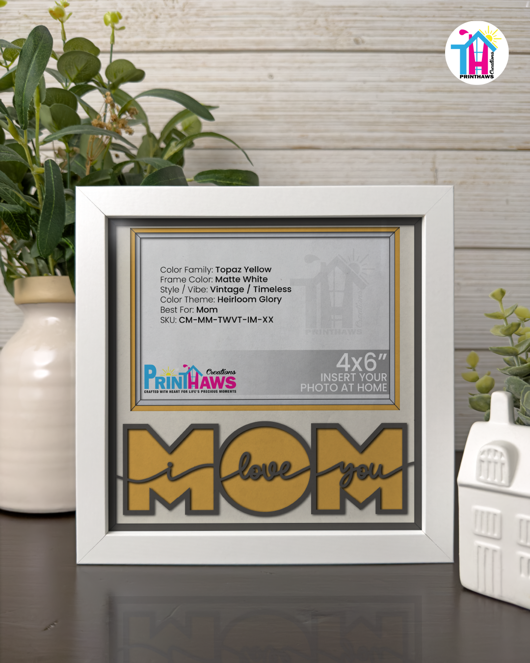 I Love You Mom - Crafted Memoirs Photo Frame By Printhaws Creations, Matte White Frame, In A Refined Range Of Colors, 8x8 Frame Holds (4R) Photo - For Mom