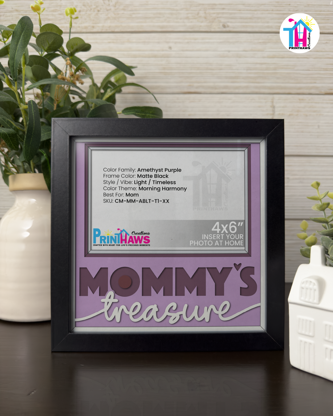 Mommy's Treasure - Crafted Memoirs Photo Frame By Printhaws Creations, Matte Black Frame, In A Refined Range Of Colors, 8x8 Frame Holds (4R) Photo - For Mom