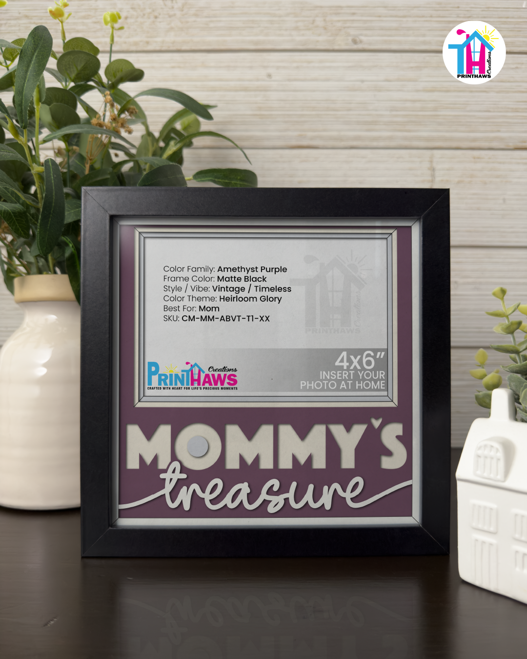 Mommy's Treasure - Crafted Memoirs Photo Frame By Printhaws Creations, Matte Black Frame, In A Refined Range Of Colors, 8x8 Frame Holds (4R) Photo - For Mom