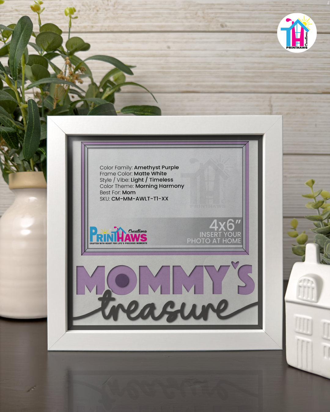 Mommy's Treasure - Crafted Memoirs Photo Frame By Printhaws Creations, Matte White Frame, In A Refined Range Of Colors, 8x8 Frame Holds (4R) Photo - For Mom