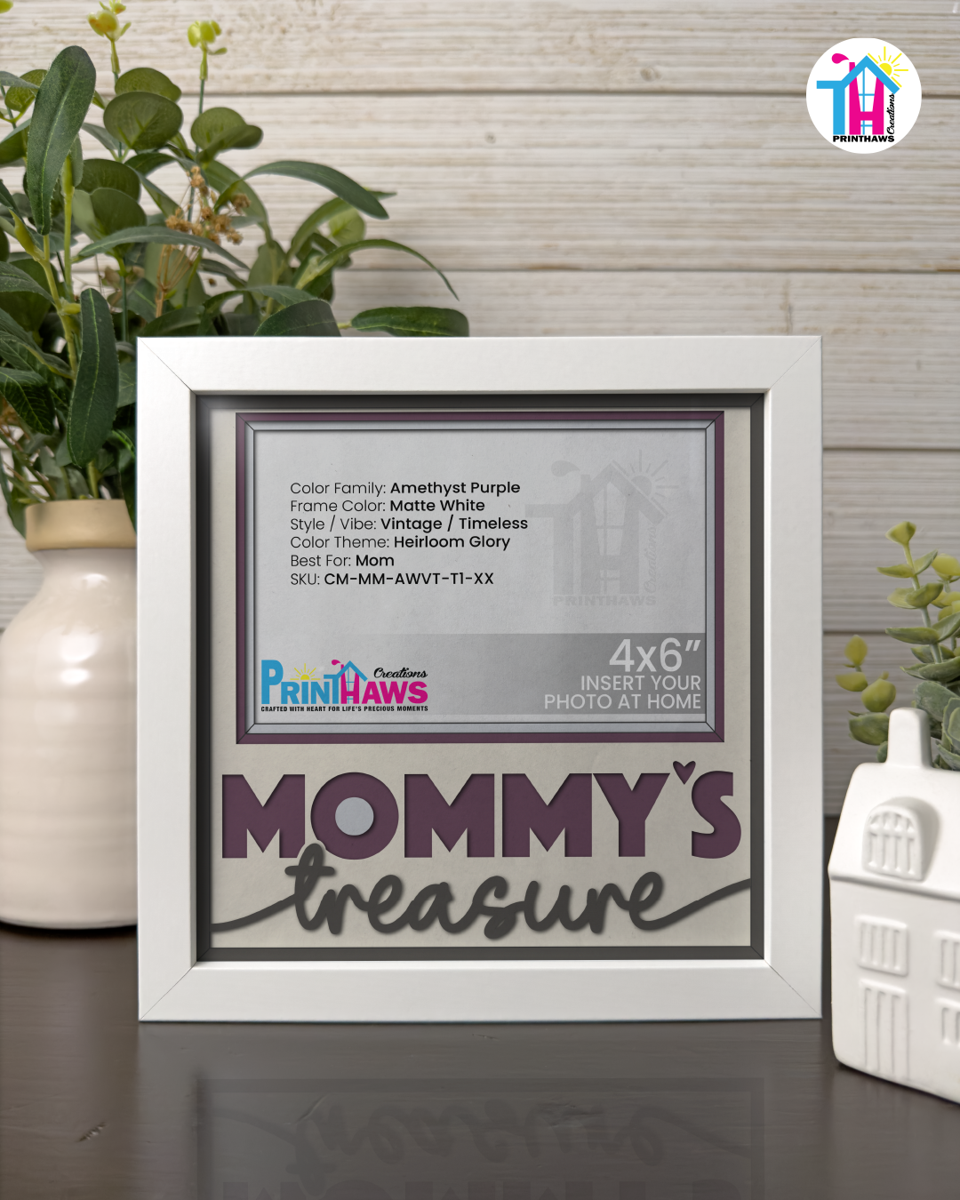 Mommy's Treasure - Crafted Memoirs Photo Frame By Printhaws Creations, Matte White Frame, In A Refined Range Of Colors, 8x8 Frame Holds (4R) Photo - For Mom