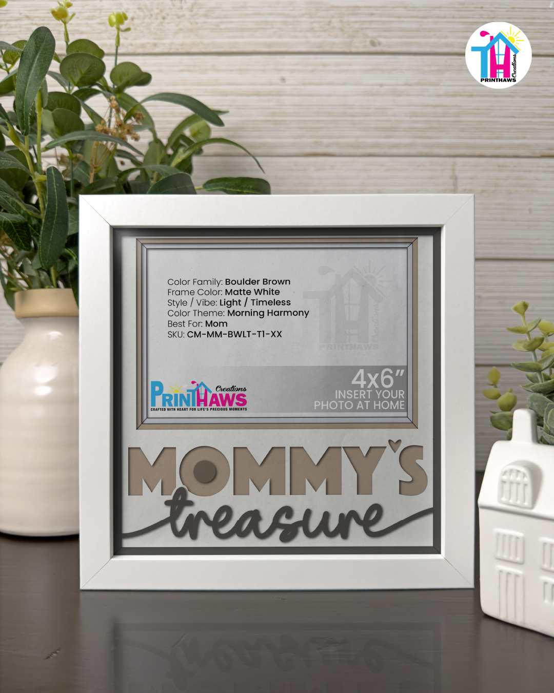 Mommy's Treasure - Crafted Memoirs Photo Frame By Printhaws Creations, Matte White Frame, In A Refined Range Of Colors, 8x8 Frame Holds (4R) Photo - For Mom