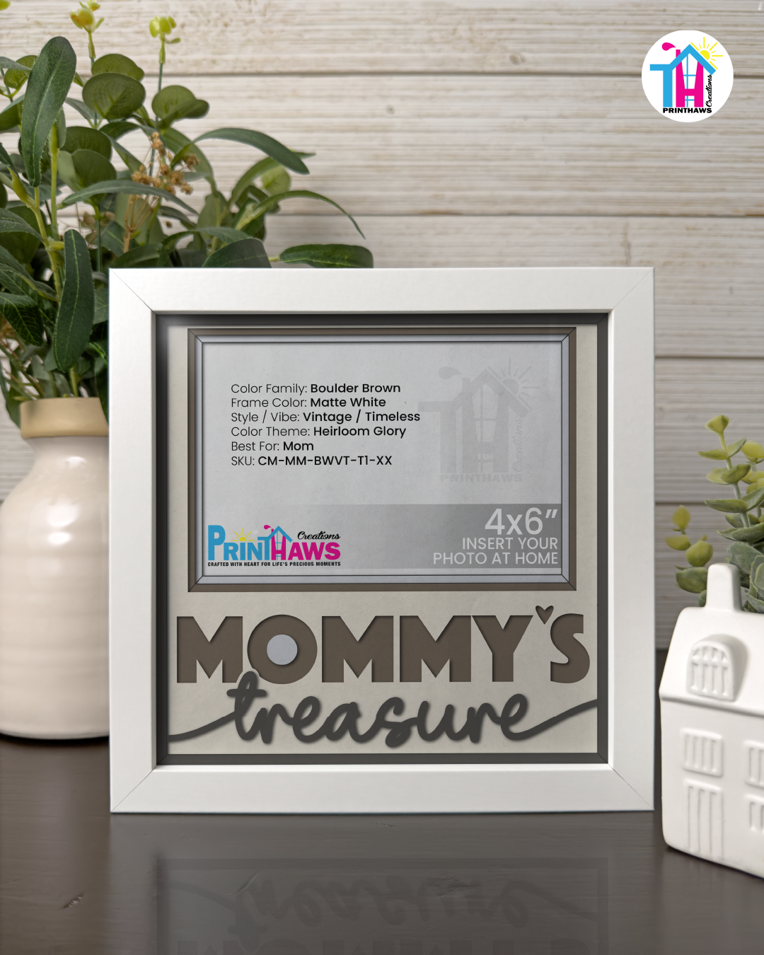 Mommy's Treasure - Crafted Memoirs Photo Frame By Printhaws Creations, Matte White Frame, In A Refined Range Of Colors, 8x8 Frame Holds (4R) Photo - For Mom