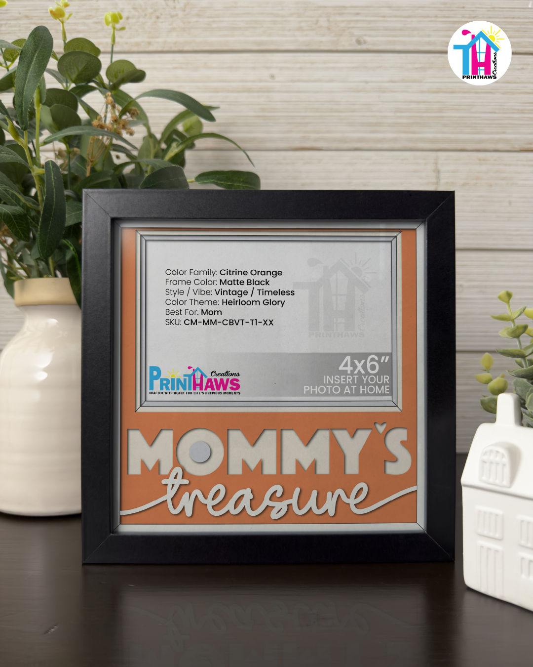Mommy's Treasure - Crafted Memoirs Photo Frame By Printhaws Creations, Matte Black Frame, In A Refined Range Of Colors, 8x8 Frame Holds (4R) Photo - For Mom