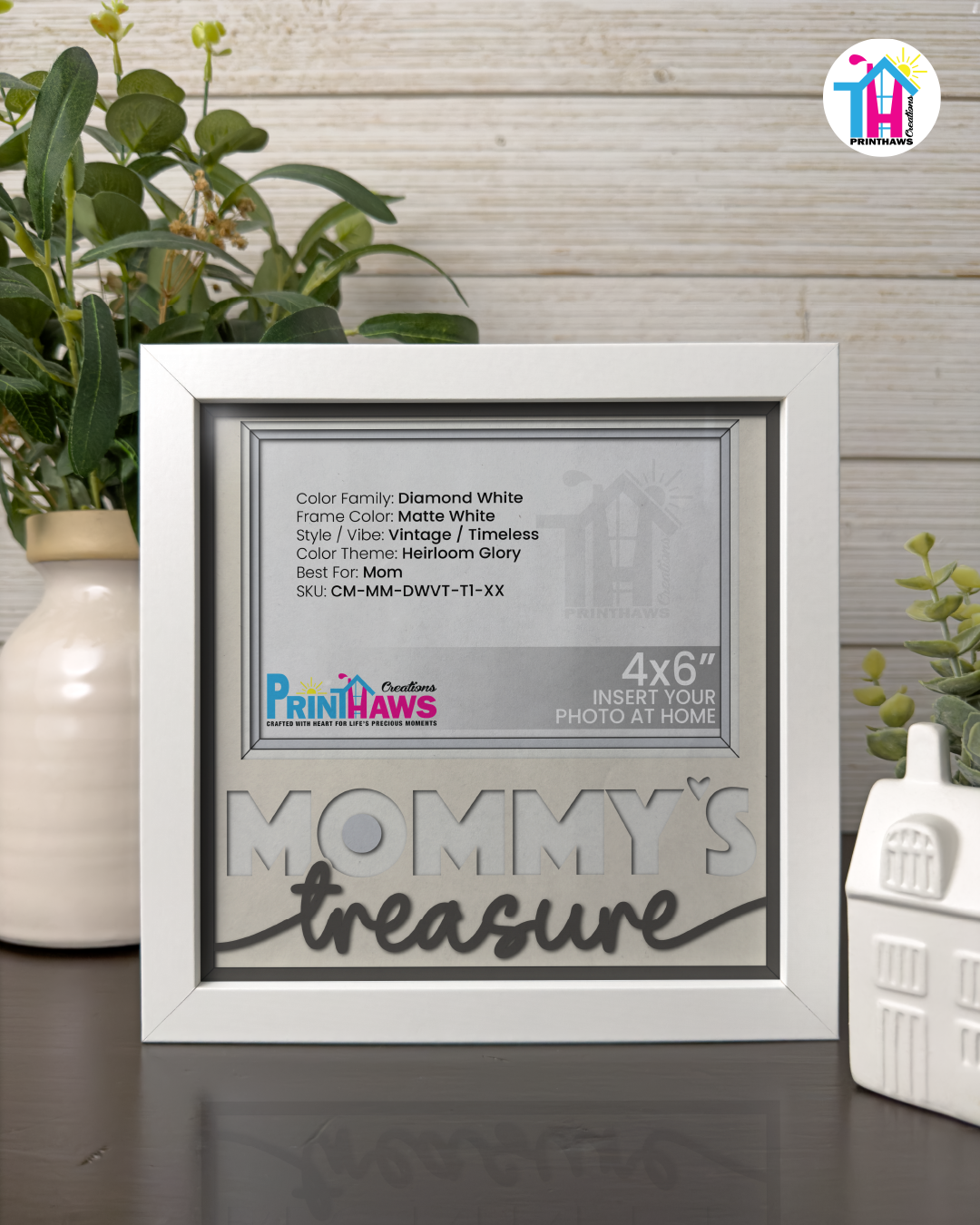 Mommy's Treasure - Crafted Memoirs Photo Frame By Printhaws Creations, Matte White Frame, In A Refined Range Of Colors, 8x8 Frame Holds (4R) Photo - For Mom