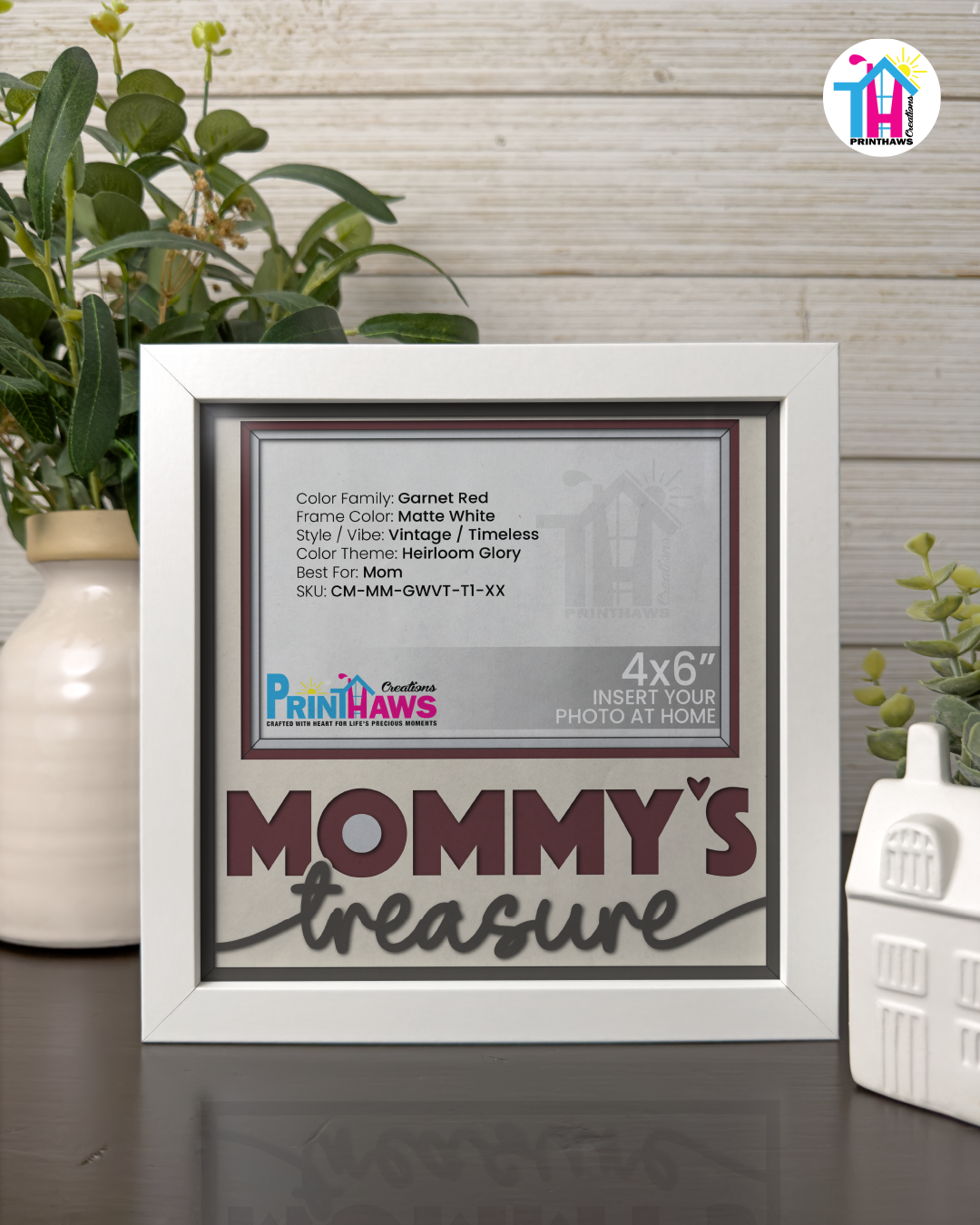 Mommy's Treasure - Crafted Memoirs Photo Frame By Printhaws Creations, Matte White Frame, In A Refined Range Of Colors, 8x8 Frame Holds (4R) Photo - For Mom