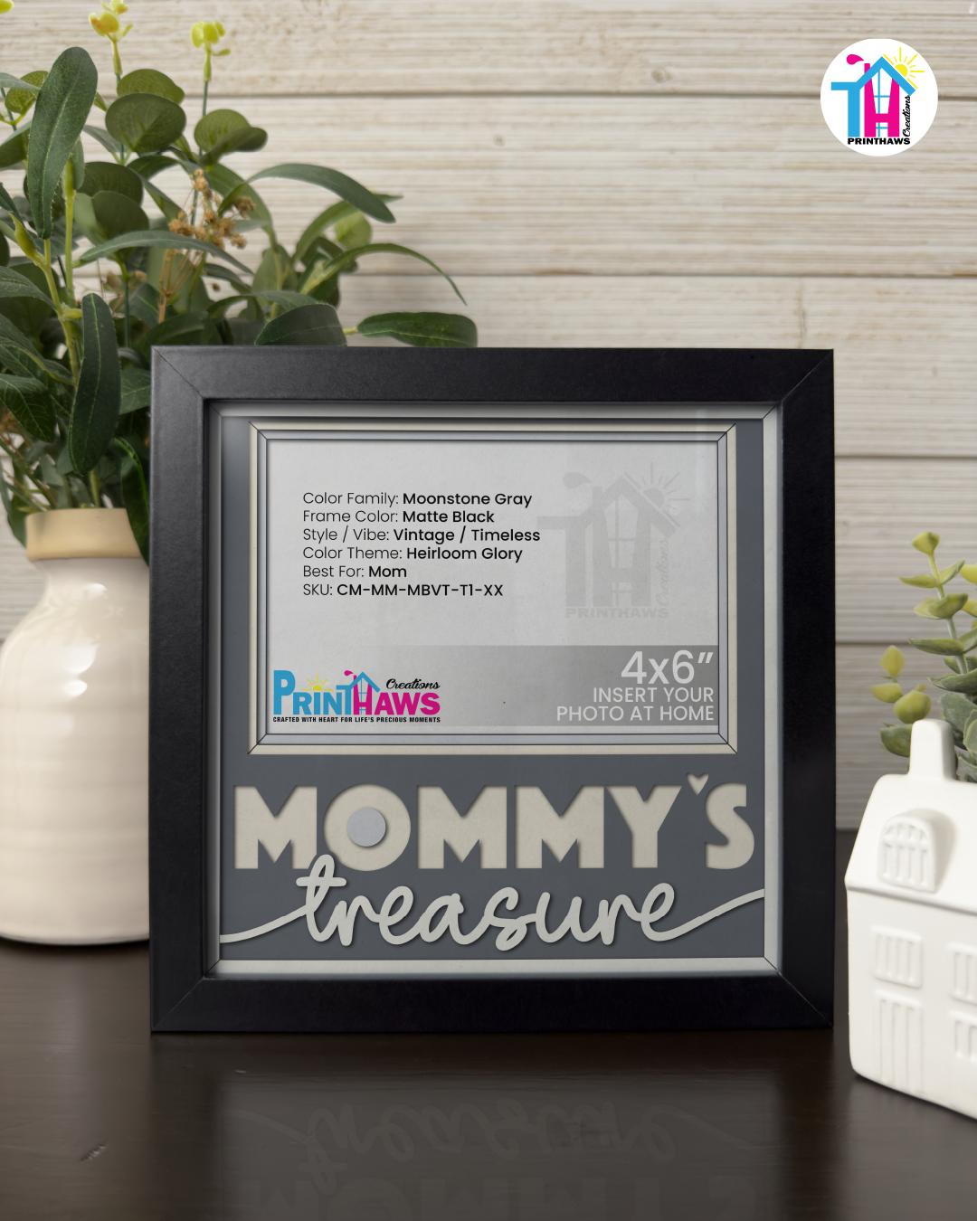 Mommy's Treasure - Crafted Memoirs Photo Frame By Printhaws Creations, Matte Black Frame, In A Refined Range Of Colors, 8x8 Frame Holds (4R) Photo - For Mom
