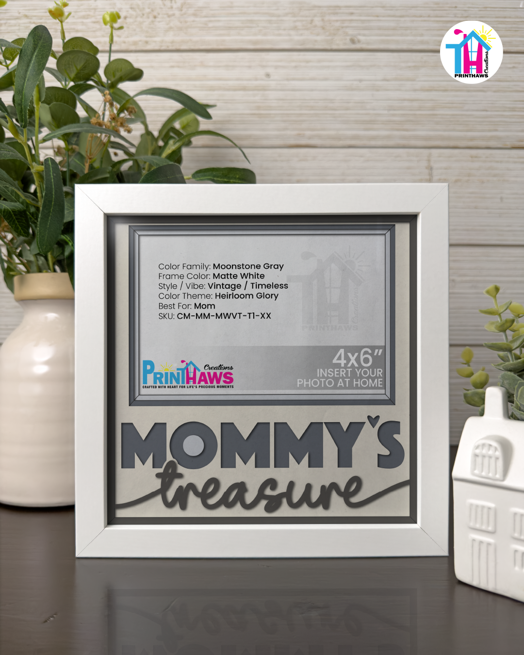 Mommy's Treasure - Crafted Memoirs Photo Frame By Printhaws Creations, Matte White Frame, In A Refined Range Of Colors, 8x8 Frame Holds (4R) Photo - For Mom