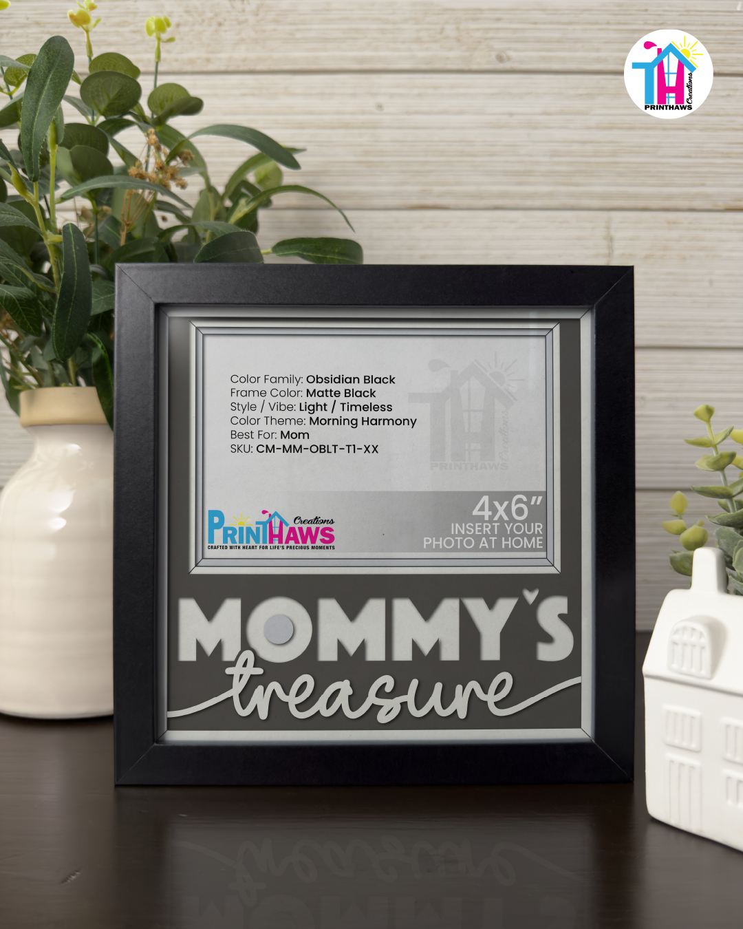 Mommy's Treasure - Crafted Memoirs Photo Frame By Printhaws Creations, Matte Black Frame, In A Refined Range Of Colors, 8x8 Frame Holds (4R) Photo - For Mom
