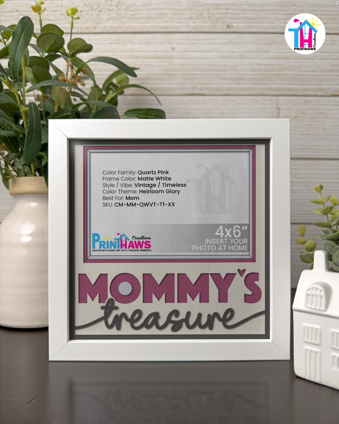 Mommy's Treasure - Crafted Memoirs Photo Frame By Printhaws Creations, Matte White Frame, In A Refined Range Of Colors, 8x8 Frame Holds (4R) Photo - For Mom