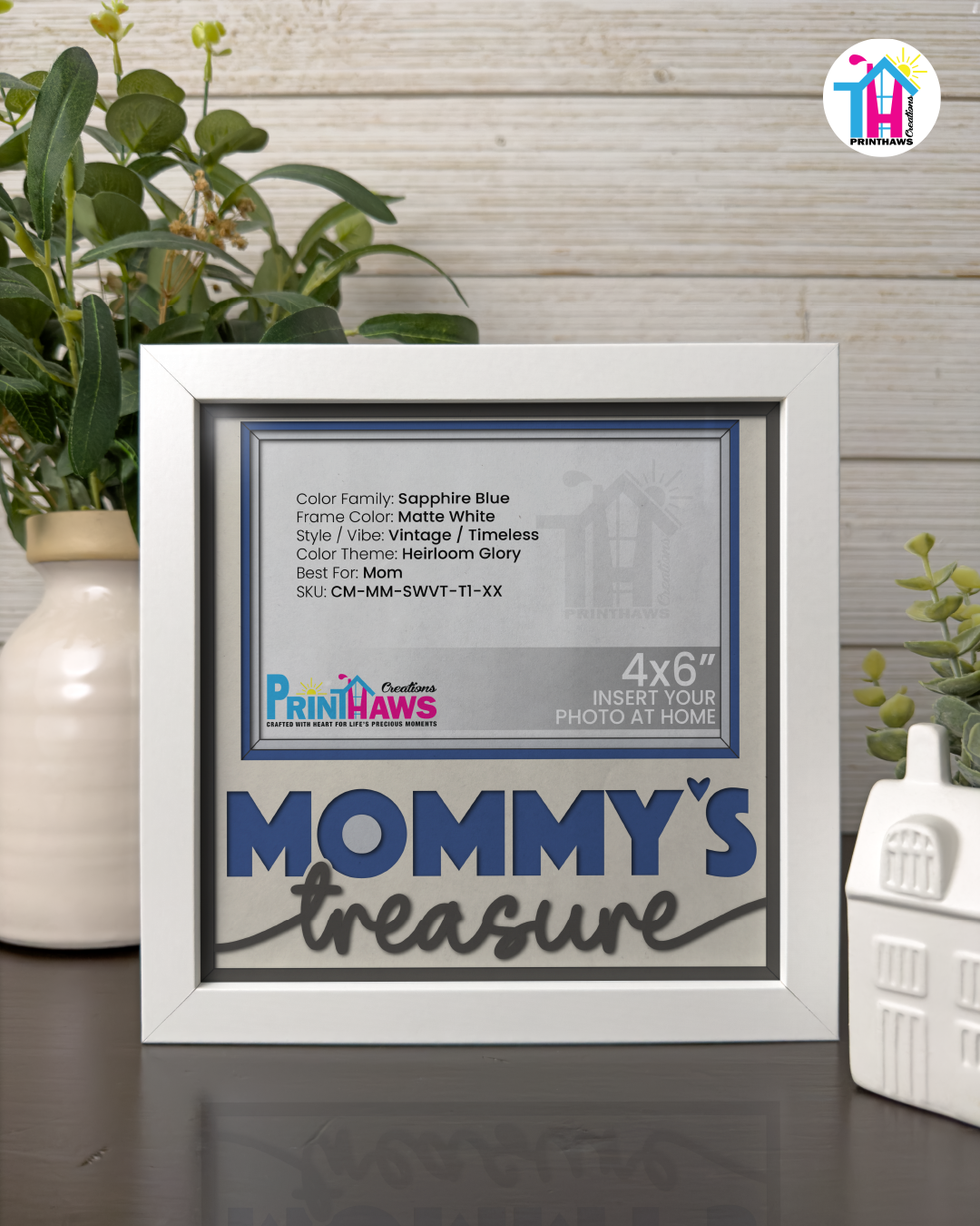 Mommy's Treasure - Crafted Memoirs Photo Frame By Printhaws Creations, Matte White Frame, In A Refined Range Of Colors, 8x8 Frame Holds (4R) Photo - For Mom