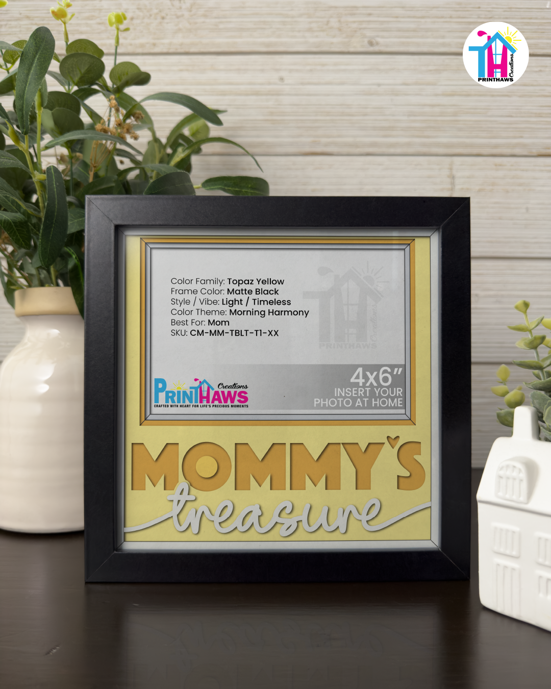 Mommy's Treasure - Crafted Memoirs Photo Frame By Printhaws Creations, Matte Black Frame, In A Refined Range Of Colors, 8x8 Frame Holds (4R) Photo - For Mom