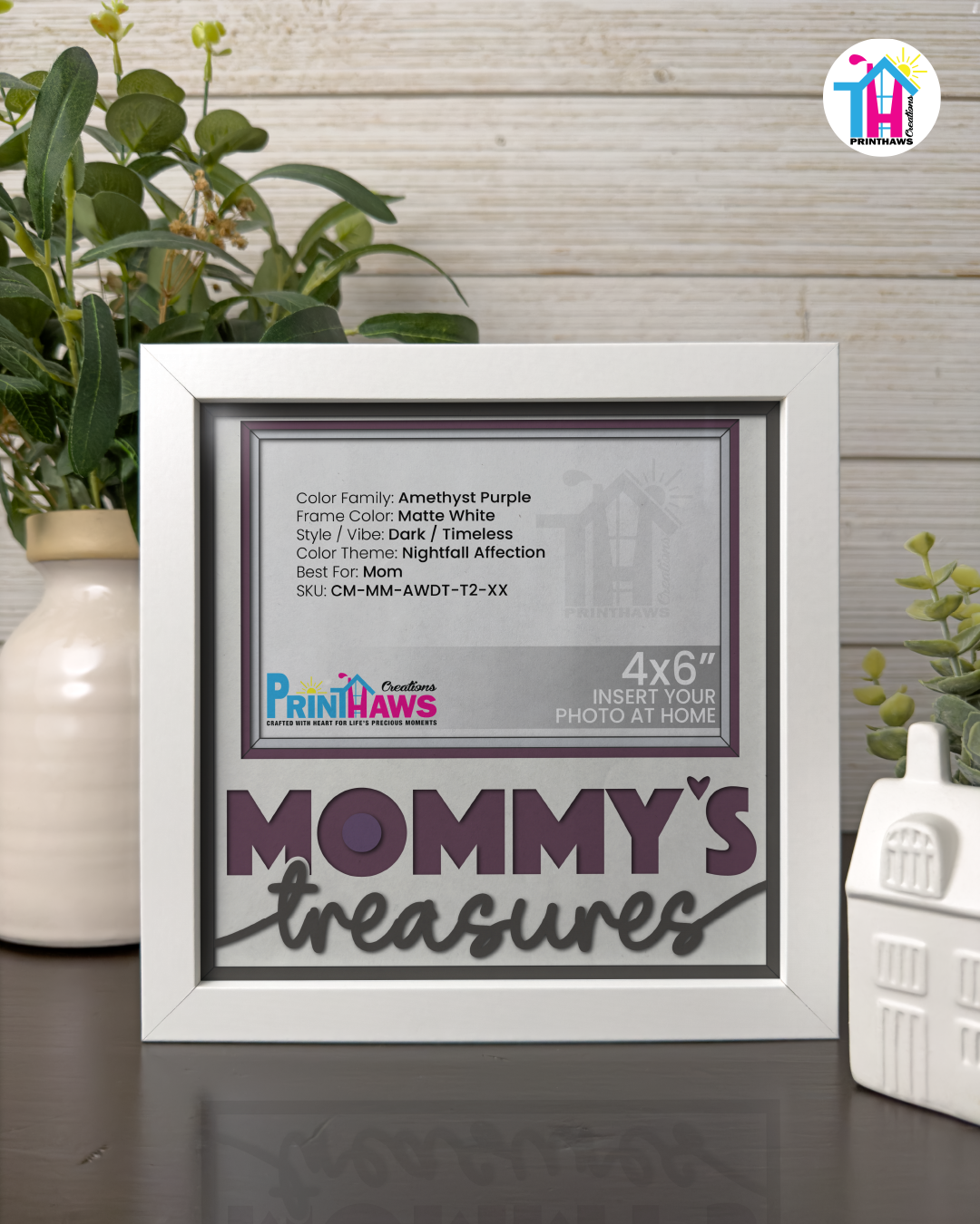 Mommy's Treasures - Crafted Memoirs Photo Frame By Printhaws Creations, Matte White Frame, In A Refined Range Of Colors, 8x8 Frame Holds (4R) Photo - For Mom