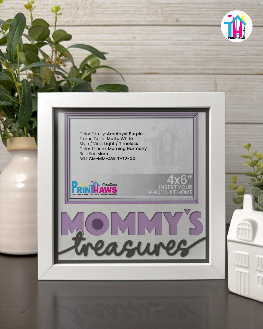 Mommy's Treasures - Crafted Memoirs Photo Frame By Printhaws Creations, Matte White Frame, In A Refined Range Of Colors, 8x8 Frame Holds (4R) Photo - For Mom