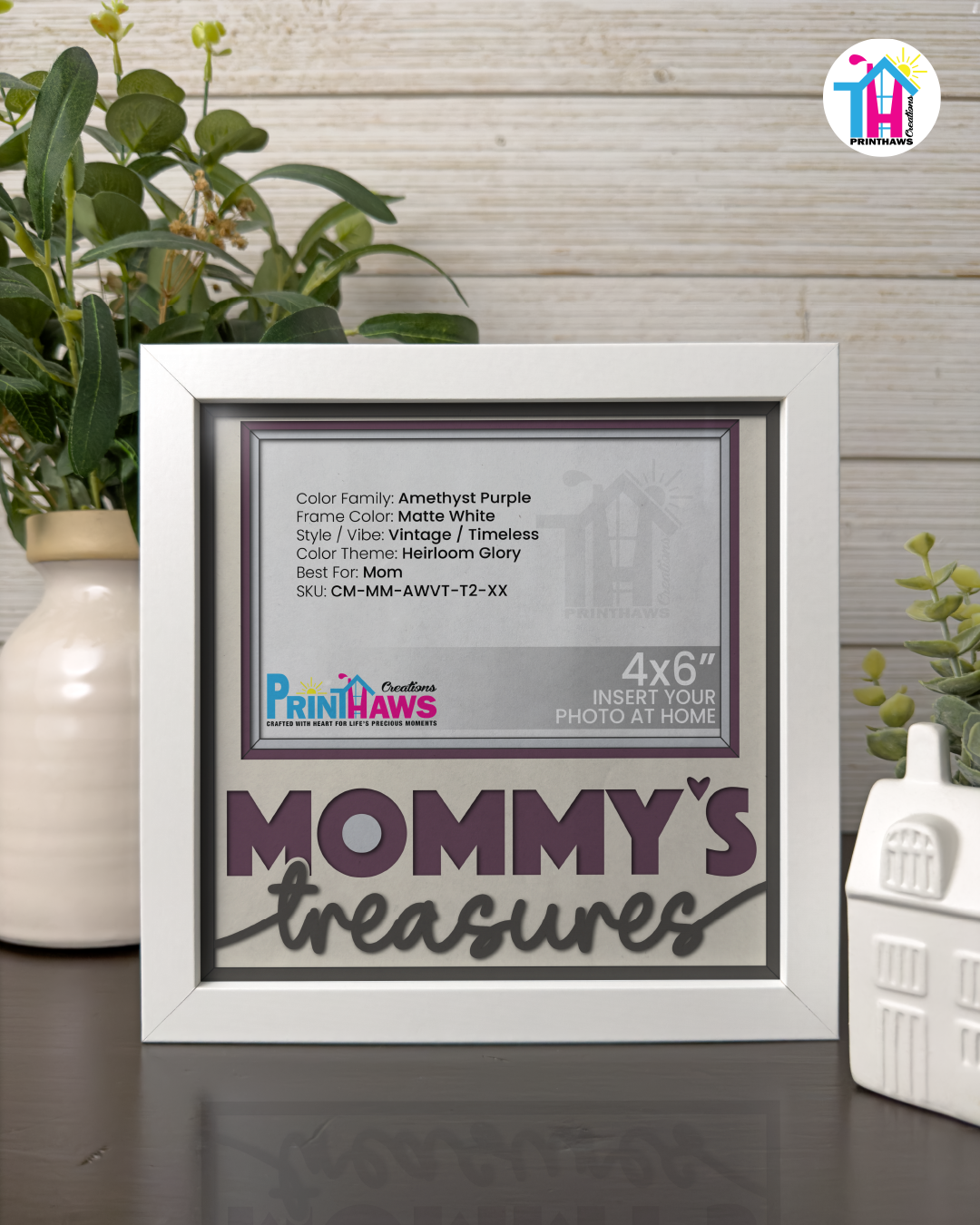 Mommy's Treasures - Crafted Memoirs Photo Frame By Printhaws Creations, Matte White Frame, In A Refined Range Of Colors, 8x8 Frame Holds (4R) Photo - For Mom