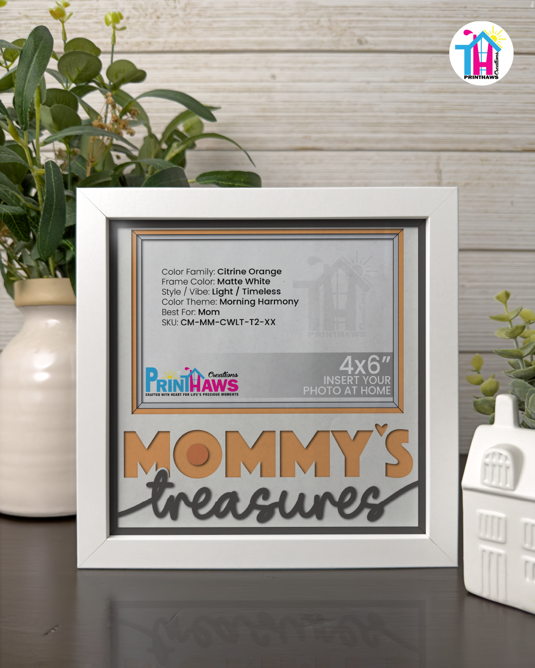 Mommy's Treasures - Crafted Memoirs Photo Frame By Printhaws Creations, Matte White Frame, In A Refined Range Of Colors, 8x8 Frame Holds (4R) Photo - For Mom