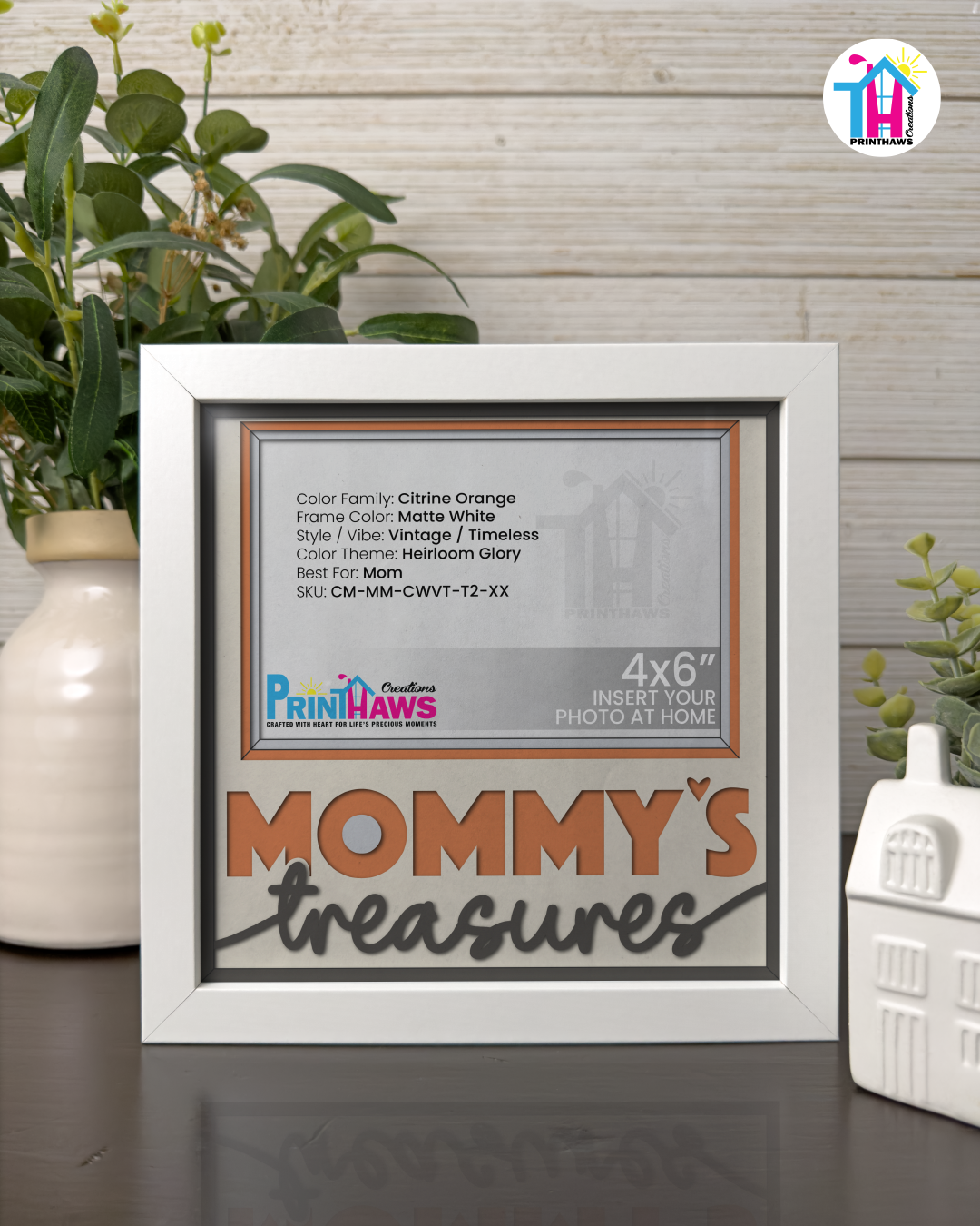 Mommy's Treasures - Crafted Memoirs Photo Frame By Printhaws Creations, Matte White Frame, In A Refined Range Of Colors, 8x8 Frame Holds (4R) Photo - For Mom