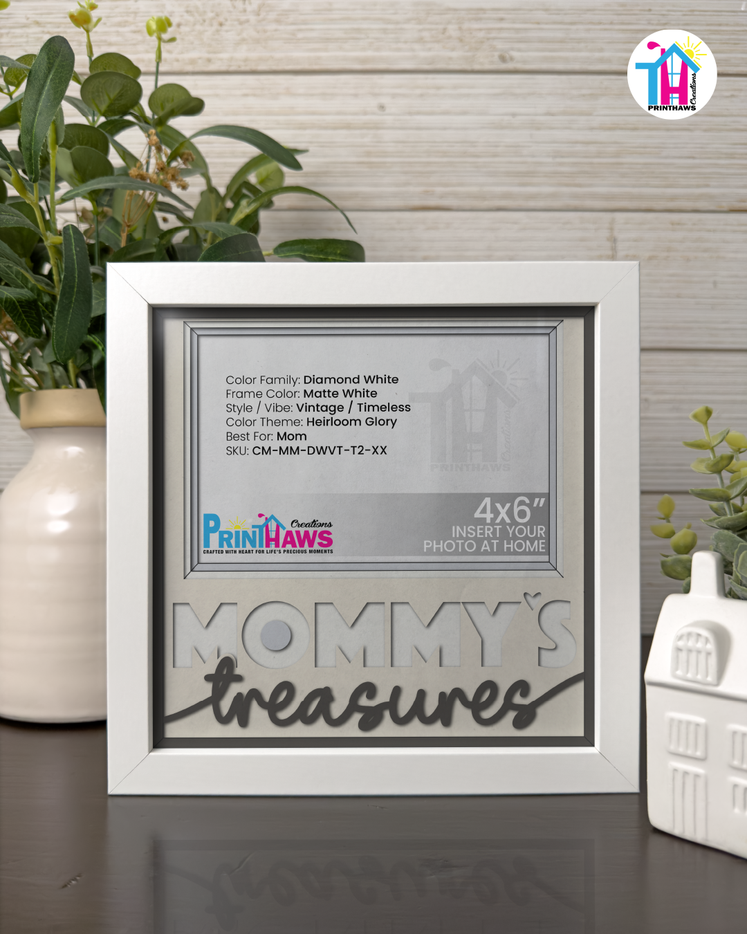 Mommy's Treasures - Crafted Memoirs Photo Frame By Printhaws Creations, Matte White Frame, In A Refined Range Of Colors, 8x8 Frame Holds (4R) Photo - For Mom