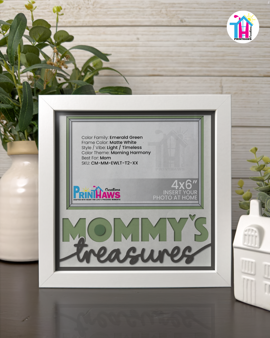 Mommy's Treasures - Crafted Memoirs Photo Frame By Printhaws Creations, Matte White Frame, In A Refined Range Of Colors, 8x8 Frame Holds (4R) Photo - For Mom