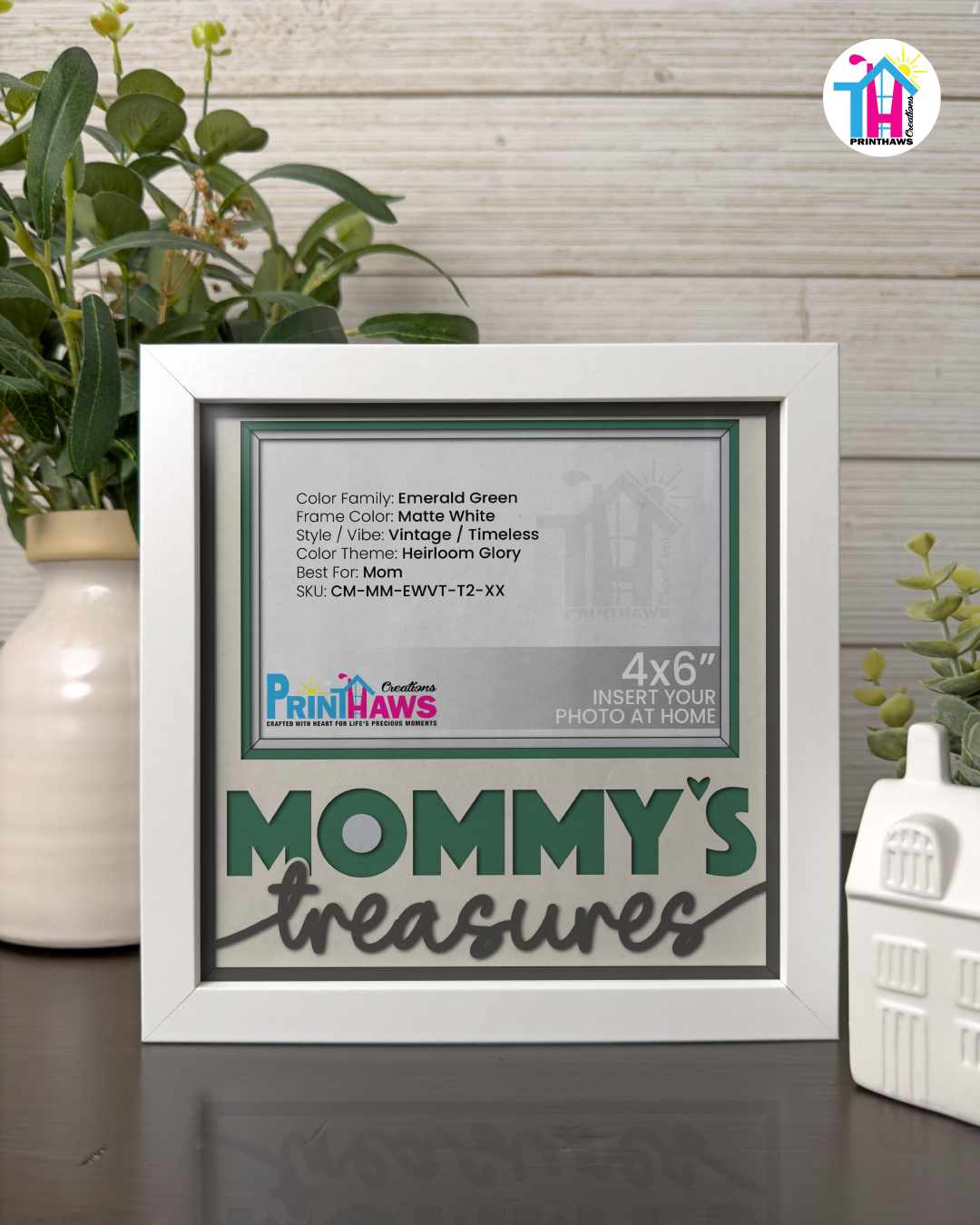Mommy's Treasures - Crafted Memoirs Photo Frame By Printhaws Creations, Matte White Frame, In A Refined Range Of Colors, 8x8 Frame Holds (4R) Photo - For Mom