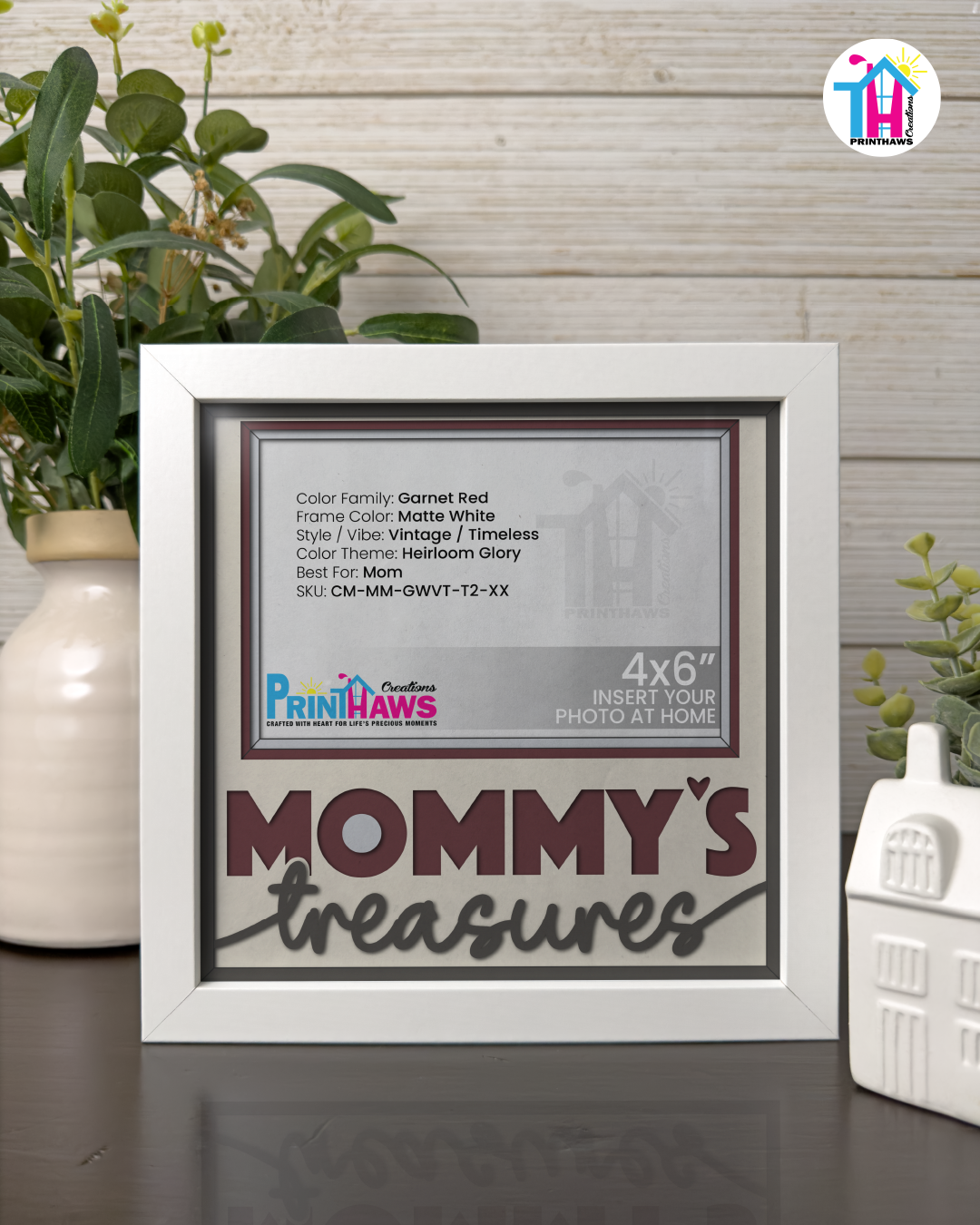 Mommy's Treasures - Crafted Memoirs Photo Frame By Printhaws Creations, Matte White Frame, In A Refined Range Of Colors, 8x8 Frame Holds (4R) Photo - For Mom
