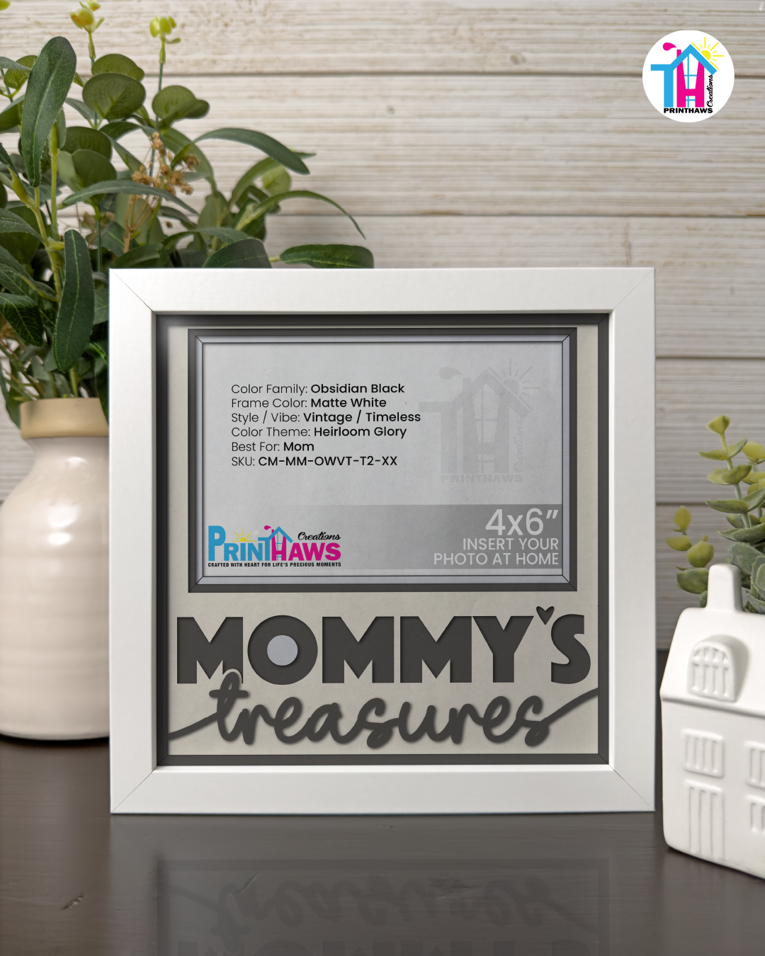 Mommy's Treasures - Crafted Memoirs Photo Frame By Printhaws Creations, Matte White Frame, In A Refined Range Of Colors, 8x8 Frame Holds (4R) Photo - For Mom