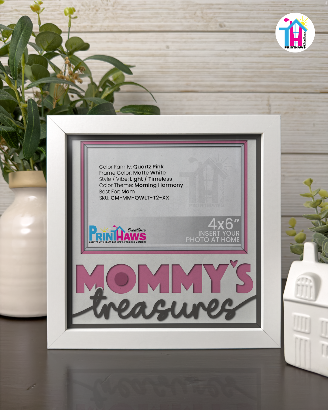 Mommy's Treasures - Crafted Memoirs Photo Frame By Printhaws Creations, Matte White Frame, In A Refined Range Of Colors, 8x8 Frame Holds (4R) Photo - For Mom