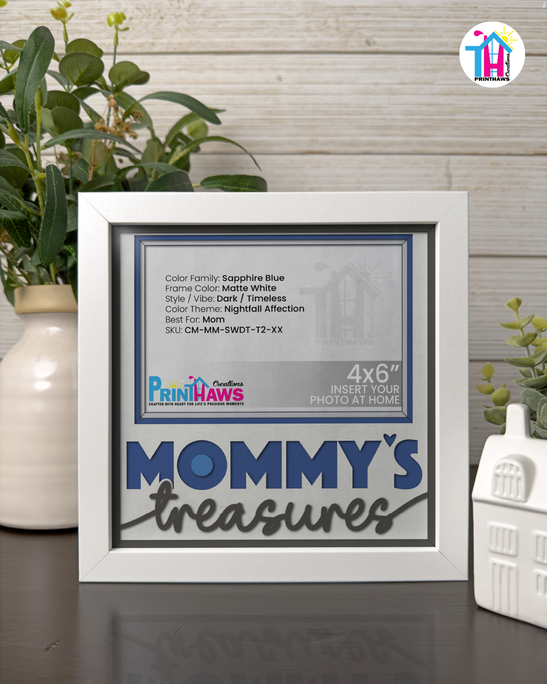 Mommy's Treasures - Crafted Memoirs Photo Frame By Printhaws Creations, Matte White Frame, In A Refined Range Of Colors, 8x8 Frame Holds (4R) Photo - For Mom