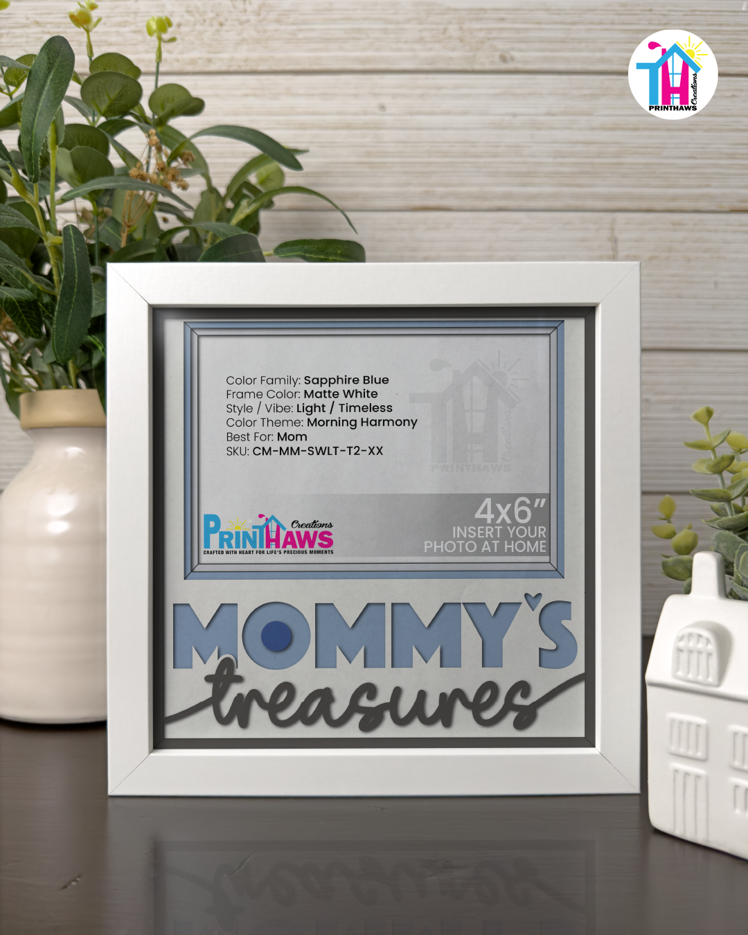 Mommy's Treasures - Crafted Memoirs Photo Frame By Printhaws Creations, Matte White Frame, In A Refined Range Of Colors, 8x8 Frame Holds (4R) Photo - For Mom
