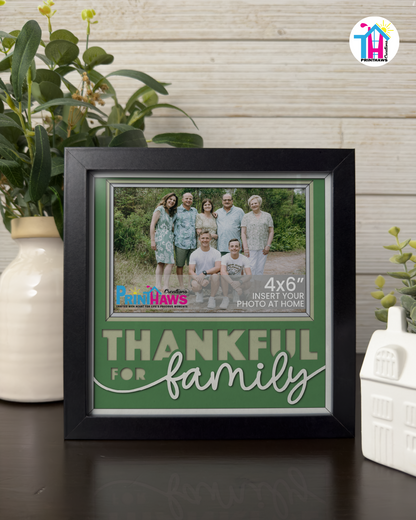 Thankful For Family - Crafted Memoirs Photo Frame By Printhaws Creations, Matte Black Frame In Emerald Green, Nightfall Affection Theme (Dark, Timeless), 8x8 Frame Holds (4R) Photo -  For Family Moments Together