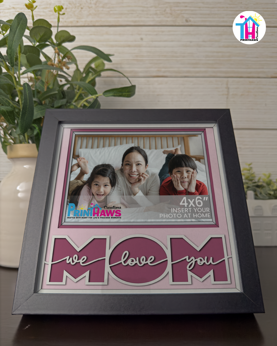 We Love You Mom - Crafted Memoirs Photo Frame By Printhaws Creations, Matte Black Frame, In A Refined Range Of Colors, 8x8 Frame Holds (4R) Photo - For Mom