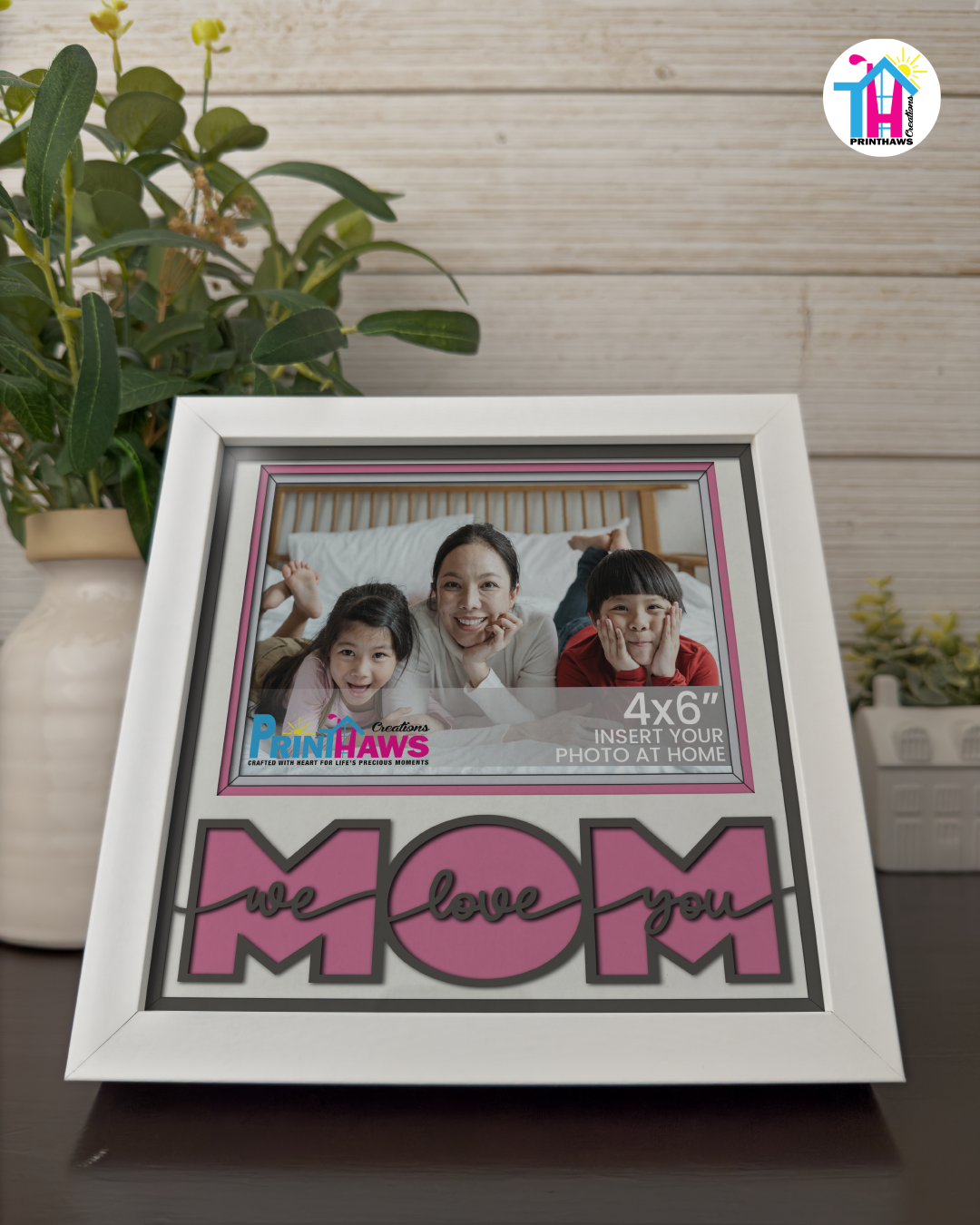 We Love You Mom - Crafted Memoirs Photo Frame By Printhaws Creations, Matte White Frame, In A Refined Range Of Colors, 8x8 Frame Holds (4R) Photo - For Mom