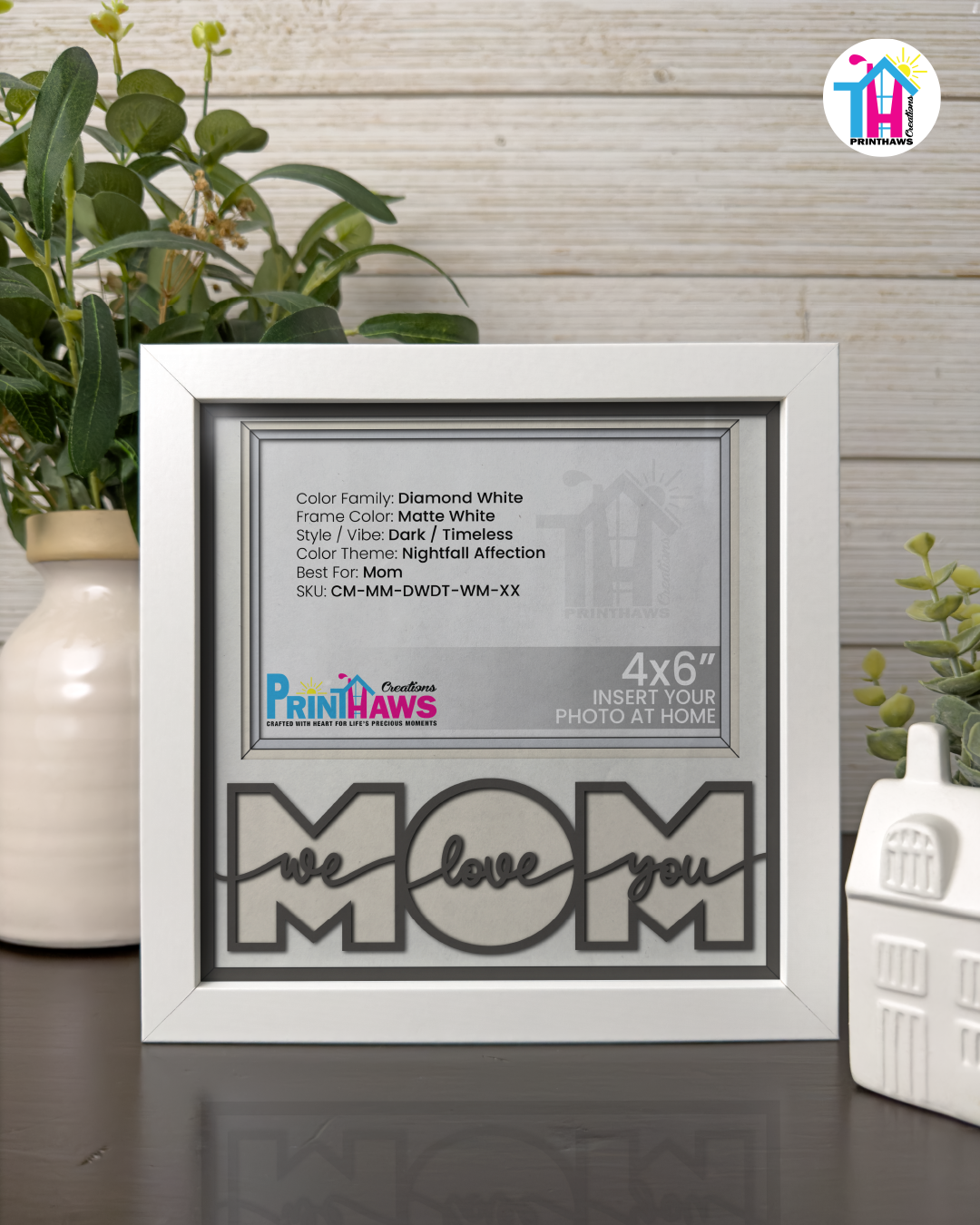 We Love You Mom - Crafted Memoirs Photo Frame By Printhaws Creations, Matte White Frame, In A Refined Range Of Colors, 8x8 Frame Holds (4R) Photo - For Mom