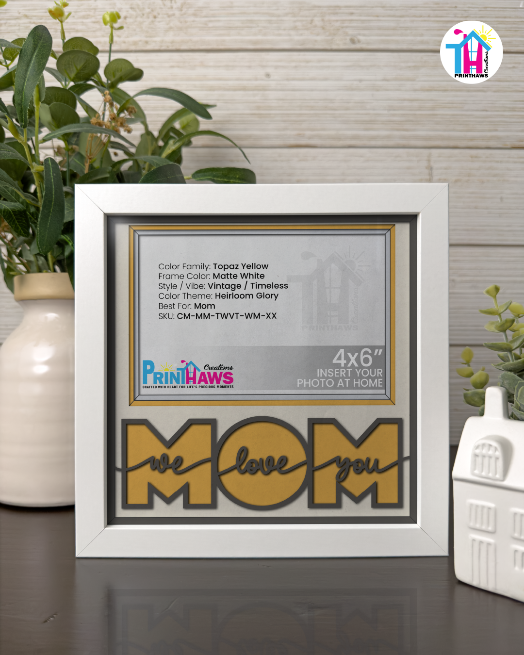 We Love You Mom - Crafted Memoirs Photo Frame By Printhaws Creations, Matte White Frame, In A Refined Range Of Colors, 8x8 Frame Holds (4R) Photo - For Mom