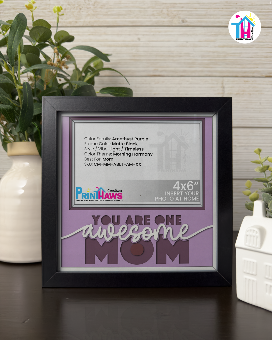You Are One Awesome Mom - Crafted Memoirs Photo Frame By Printhaws Creations, Matte Black Frame, In A Refined Range Of Colors, 8x8 Frame Holds (4R) Photo - For Mom
