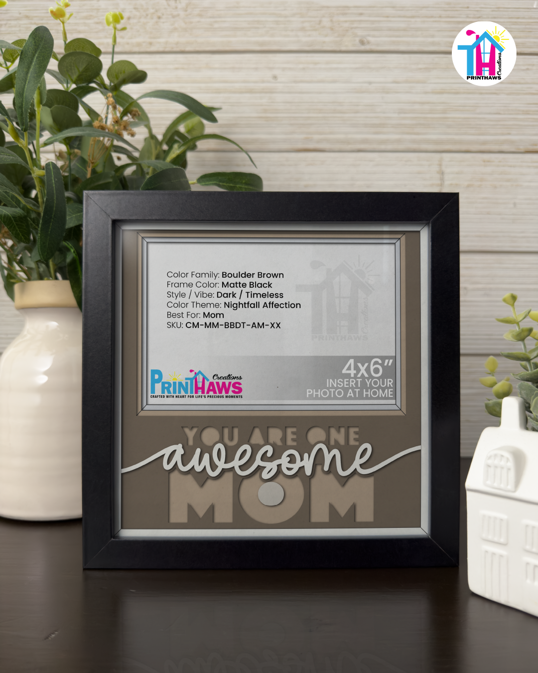 You Are One Awesome Mom - Crafted Memoirs Photo Frame By Printhaws Creations, Matte Black Frame, In A Refined Range Of Colors, 8x8 Frame Holds (4R) Photo - For Mom