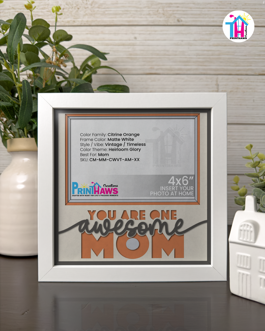 You Are One Awesome Mom - Crafted Memoirs Photo Frame By Printhaws Creations, Matte White Frame, In A Refined Range Of Colors, 8x8 Frame Holds (4R) Photo - For Mom
