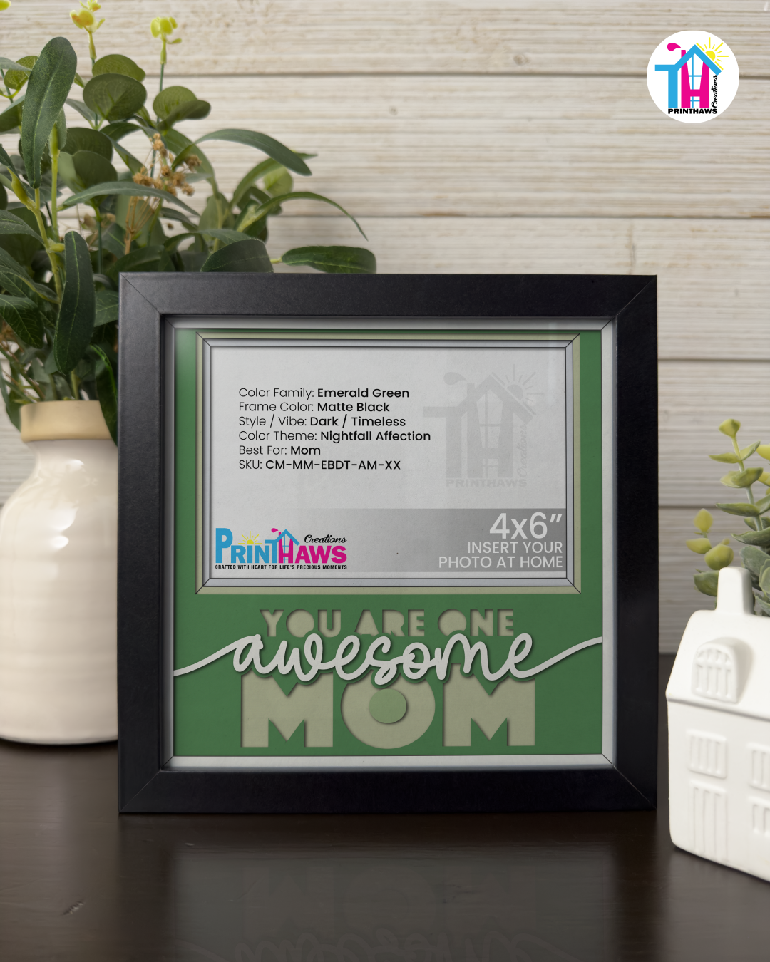You Are One Awesome Mom - Crafted Memoirs Photo Frame By Printhaws Creations, Matte Black Frame, In A Refined Range Of Colors, 8x8 Frame Holds (4R) Photo - For Mom
