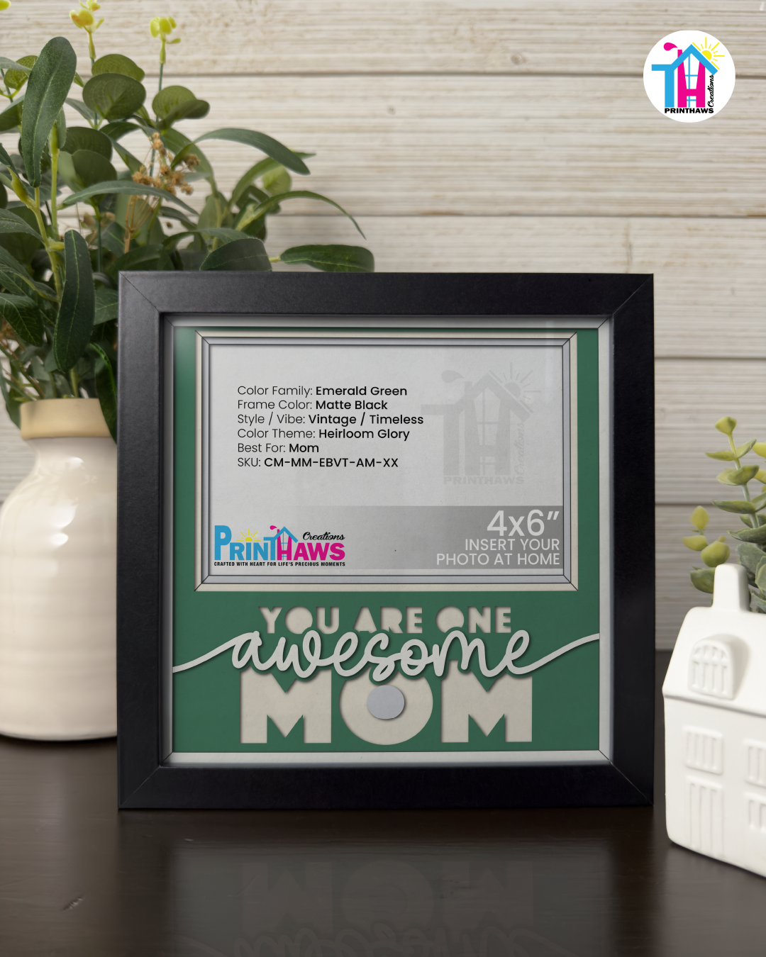 You Are One Awesome Mom - Crafted Memoirs Photo Frame By Printhaws Creations, Matte Black Frame, In A Refined Range Of Colors, 8x8 Frame Holds (4R) Photo - For Mom