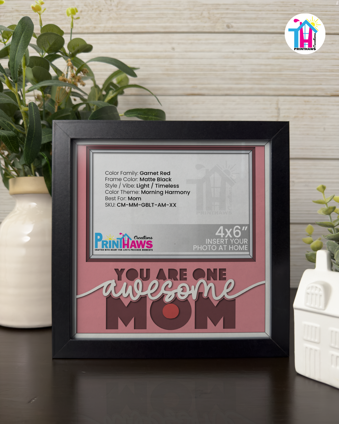 You Are One Awesome Mom - Crafted Memoirs Photo Frame By Printhaws Creations, Matte Black Frame, In A Refined Range Of Colors, 8x8 Frame Holds (4R) Photo - For Mom