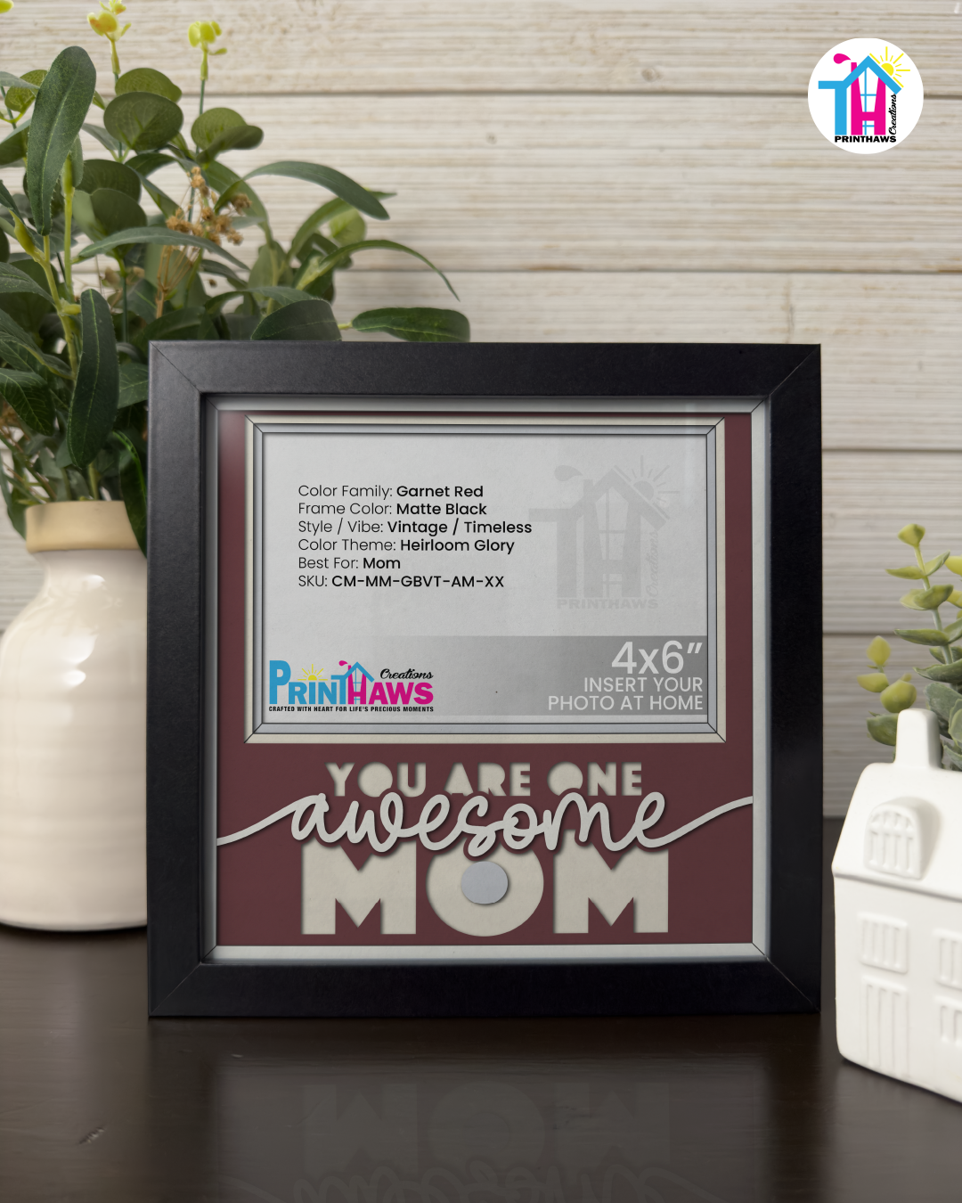 You Are One Awesome Mom - Crafted Memoirs Photo Frame By Printhaws Creations, Matte Black Frame, In A Refined Range Of Colors, 8x8 Frame Holds (4R) Photo - For Mom