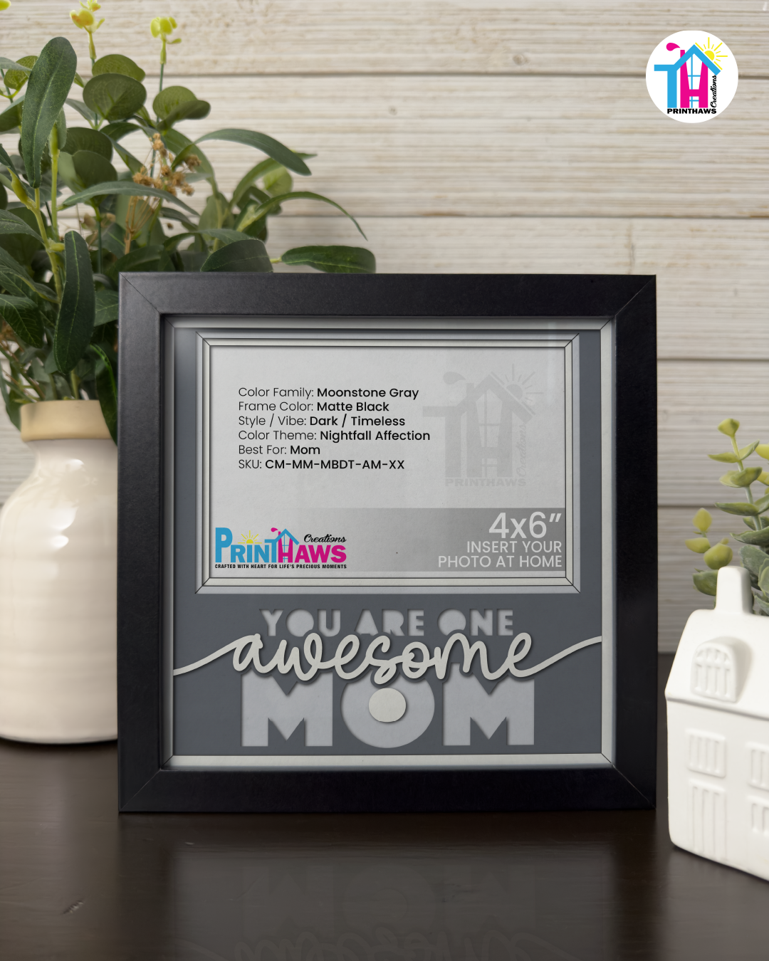 You Are One Awesome Mom - Crafted Memoirs Photo Frame By Printhaws Creations, Matte Black Frame, In A Refined Range Of Colors, 8x8 Frame Holds (4R) Photo - For Mom