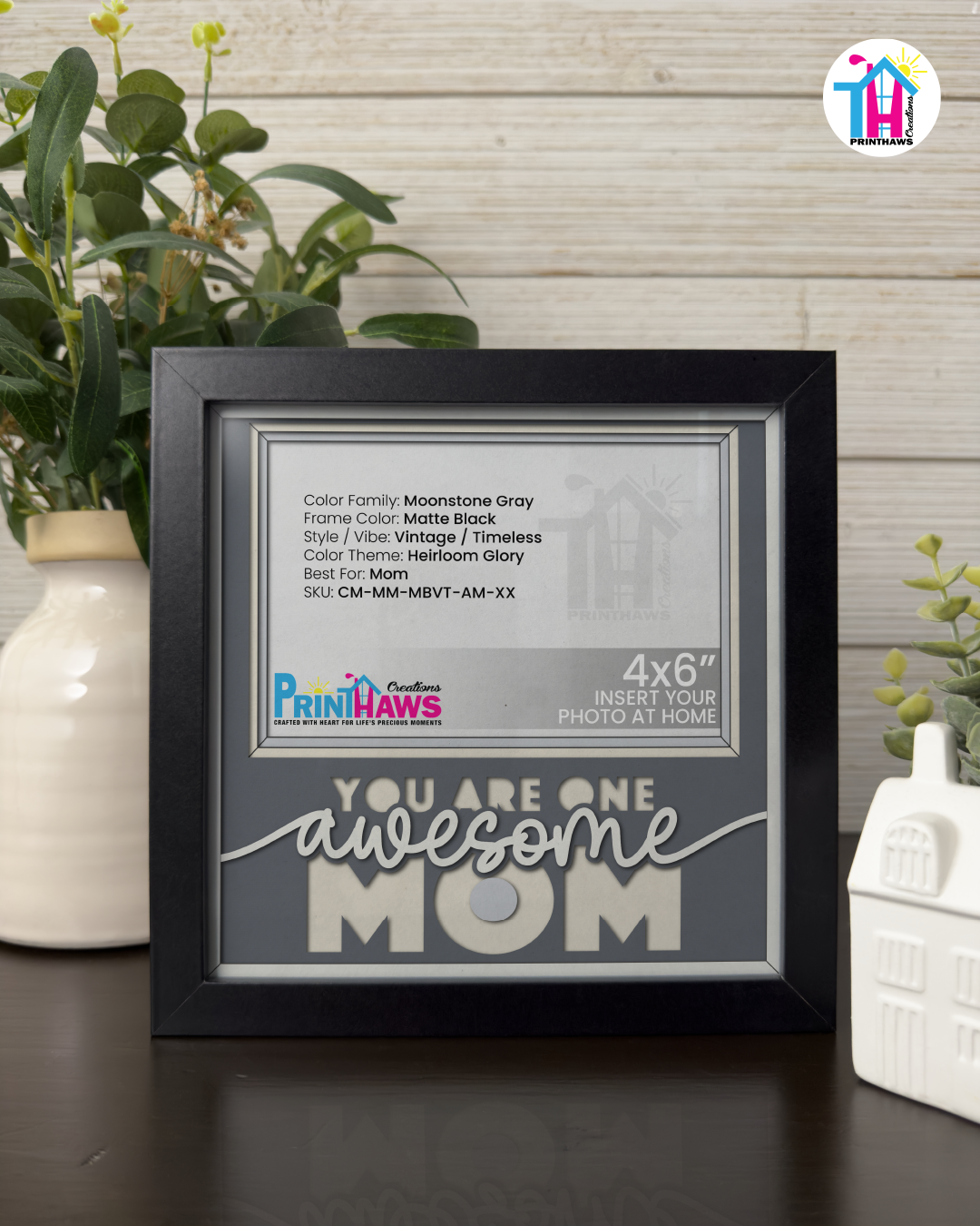 You Are One Awesome Mom - Crafted Memoirs Photo Frame By Printhaws Creations, Matte Black Frame, In A Refined Range Of Colors, 8x8 Frame Holds (4R) Photo - For Mom