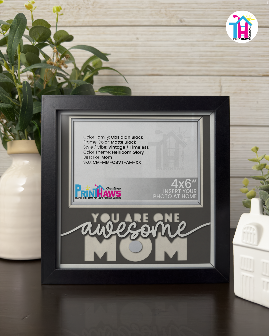 You Are One Awesome Mom - Crafted Memoirs Photo Frame By Printhaws Creations, Matte Black Frame, In A Refined Range Of Colors, 8x8 Frame Holds (4R) Photo - For Mom