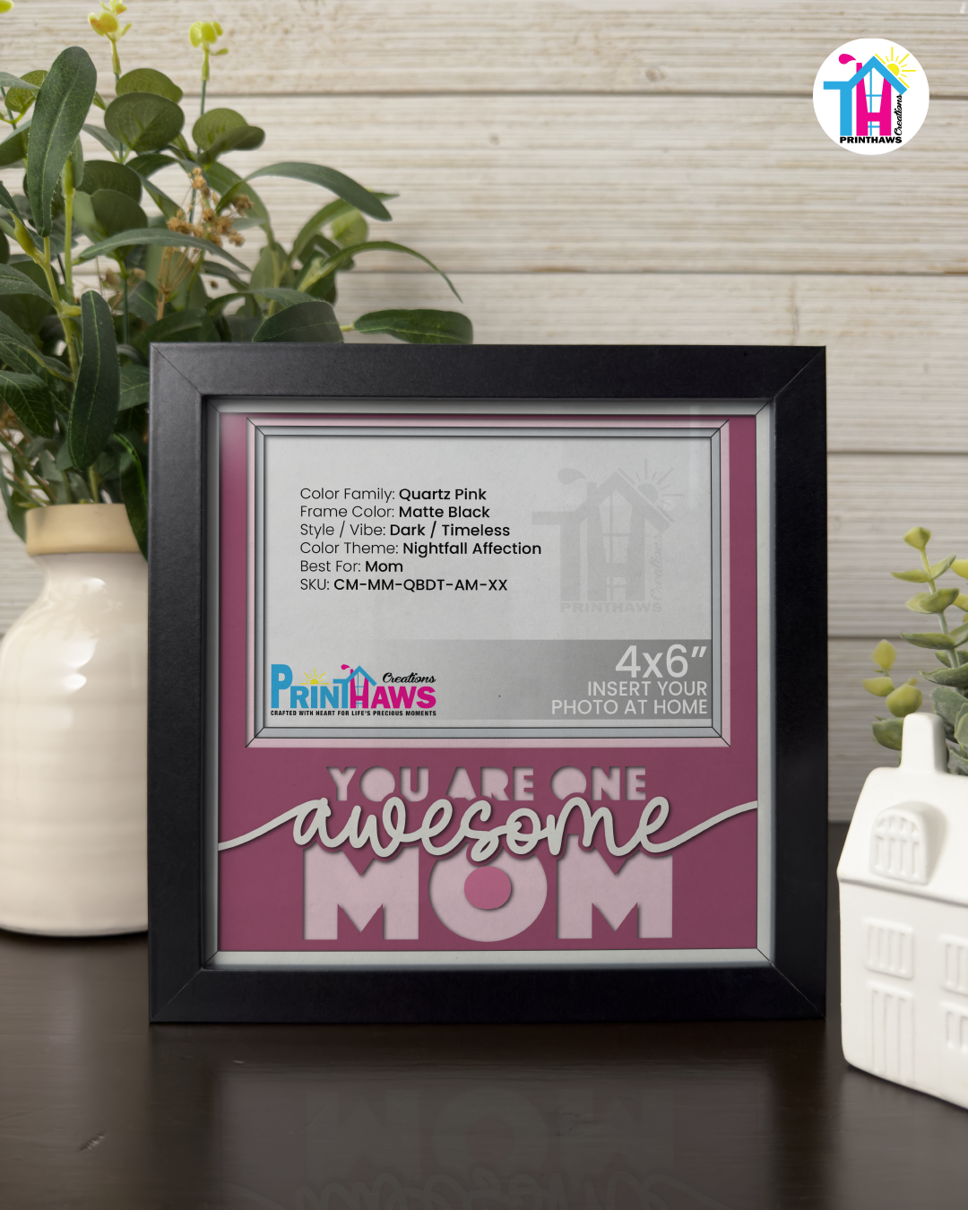 You Are One Awesome Mom - Crafted Memoirs Photo Frame By Printhaws Creations, Matte Black Frame, In A Refined Range Of Colors, 8x8 Frame Holds (4R) Photo - For Mom