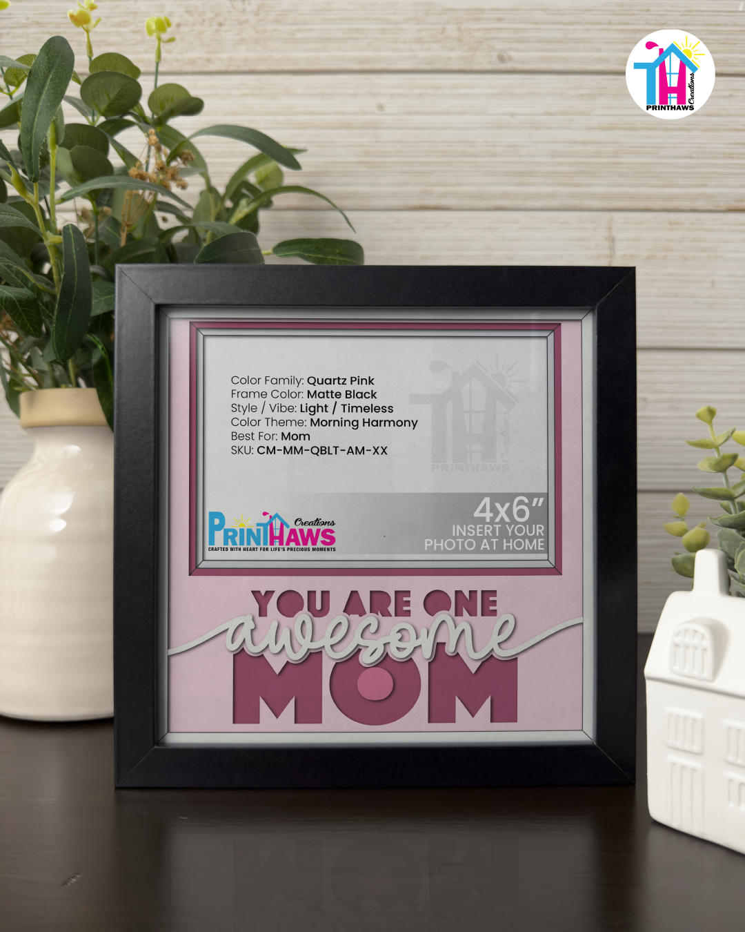 You Are One Awesome Mom - Crafted Memoirs Photo Frame By Printhaws Creations, Matte Black Frame, In A Refined Range Of Colors, 8x8 Frame Holds (4R) Photo - For Mom