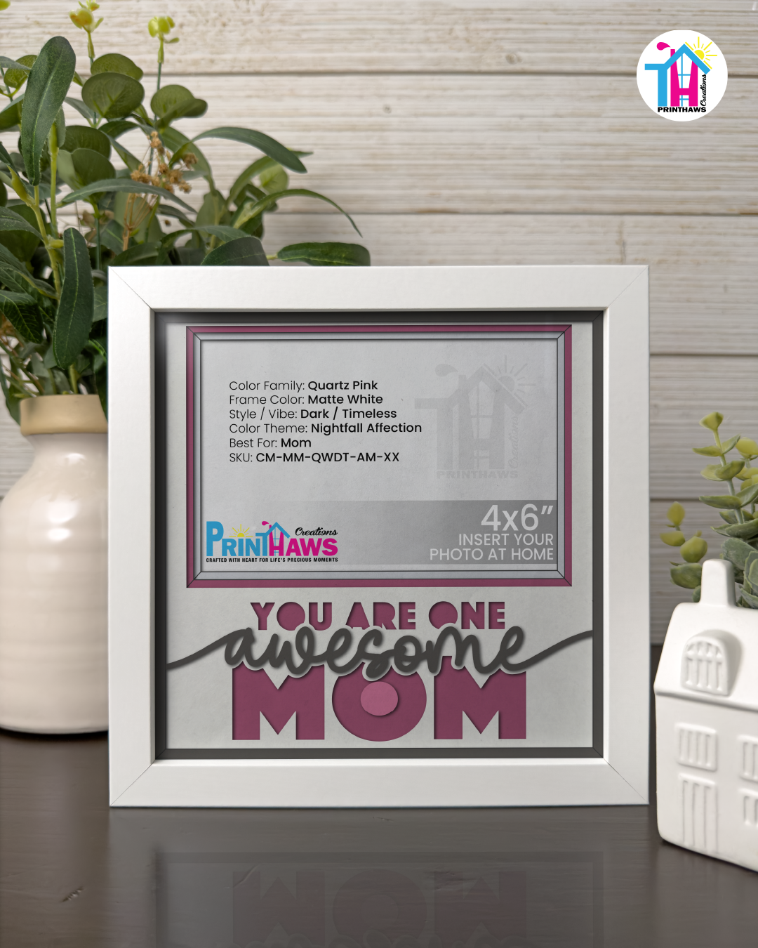 You Are One Awesome Mom - Crafted Memoirs Photo Frame By Printhaws Creations, Matte White Frame, In A Refined Range Of Colors, 8x8 Frame Holds (4R) Photo - For Mom