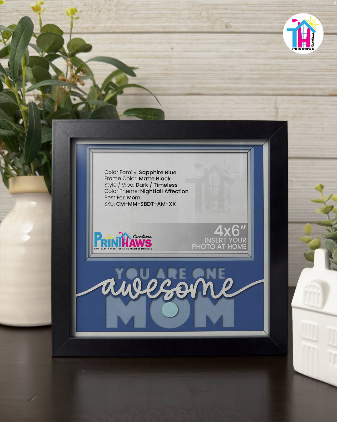 You Are One Awesome Mom - Crafted Memoirs Photo Frame By Printhaws Creations, Matte Black Frame, In A Refined Range Of Colors, 8x8 Frame Holds (4R) Photo - For Mom