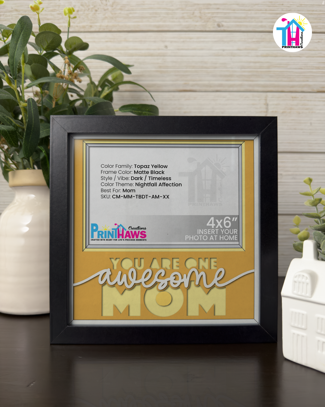 You Are One Awesome Mom - Crafted Memoirs Photo Frame By Printhaws Creations, Matte Black Frame, In A Refined Range Of Colors, 8x8 Frame Holds (4R) Photo - For Mom